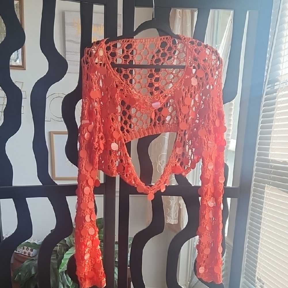 Vibrant Crochet Open-Knit Top